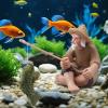 Generic Fish Tank Decor - Underwater Fisherman Statue view 3