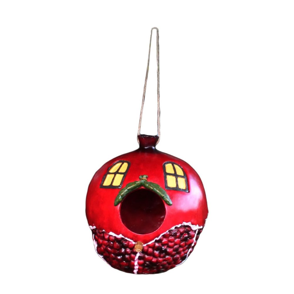 BESPORTBLE Pomegranate-Shaped Hanging Resin Birdhouse, Red, Decorative for Gardens and Doors