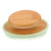 Green Silicone Bath Brush with Wooden Handle, Gentle Shower Brush for Body Washing view 1