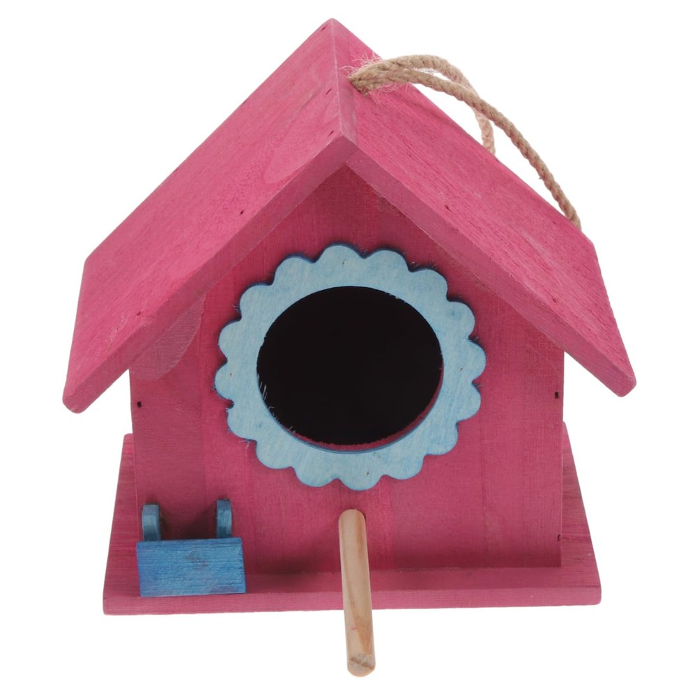 BUGUUYO Hanging Birdhouse with Strong Rope, Durable Bird Nest Decoration for Garden and Balcony, Red