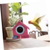 BUGUUYO Hanging Birdhouse with Strong Rope, Durable Bird Nest Decoration for Garden and Balcony, Red view 3