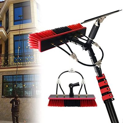 Window Cleaning Pole Set, 3–10 m Adjustable Extension, Brush for Windows and Solar Panels, 10.8 m Length