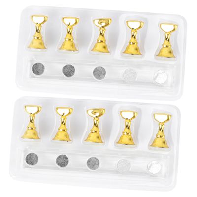 Magnetic Nail Base with Rod, 2 Sets, Acrylic and Metal, Gold