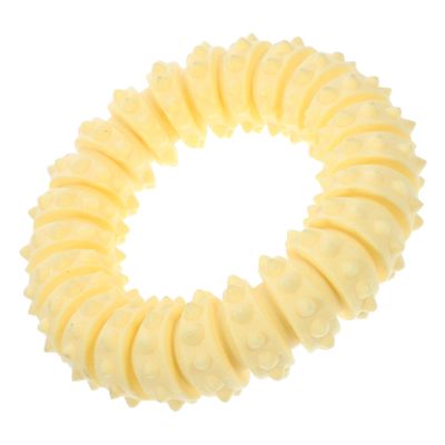 ibasenice TPR Yellow Puppy Chew Toy, Durable Ring-Shaped Dog Toy