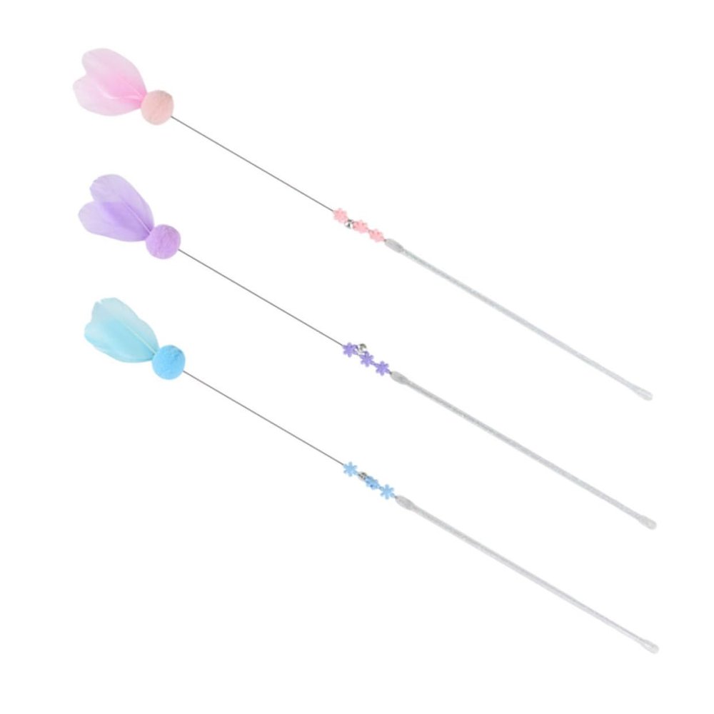 IMIKEYA Interactive Cat Wand Toy, 3-Piece PVC