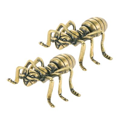 SOLUSTRE 2-Piece Metal Garden Decor Copper Ant Figurines with Antique Finish, Small Decorative Sculptures for Balcony and Garden, Vintage Style
