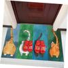 UKCOCO Thin Green Cat-Pattern Doormat, Non-Slip and Durable view 2