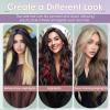 Benehair Clip-In Human Hair Extensions, 6 Pieces, 35 cm, Single Clip, Highlights, 36 g, Silk Lace Base, #12P613 Flaxen Blonde/Light Gold view 3