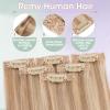 Benehair Clip-In Human Hair Extensions, 6 Pieces, 35 cm, Single Clip, Highlights, 36 g, Silk Lace Base, #12P613 Flaxen Blonde/Light Gold view 4