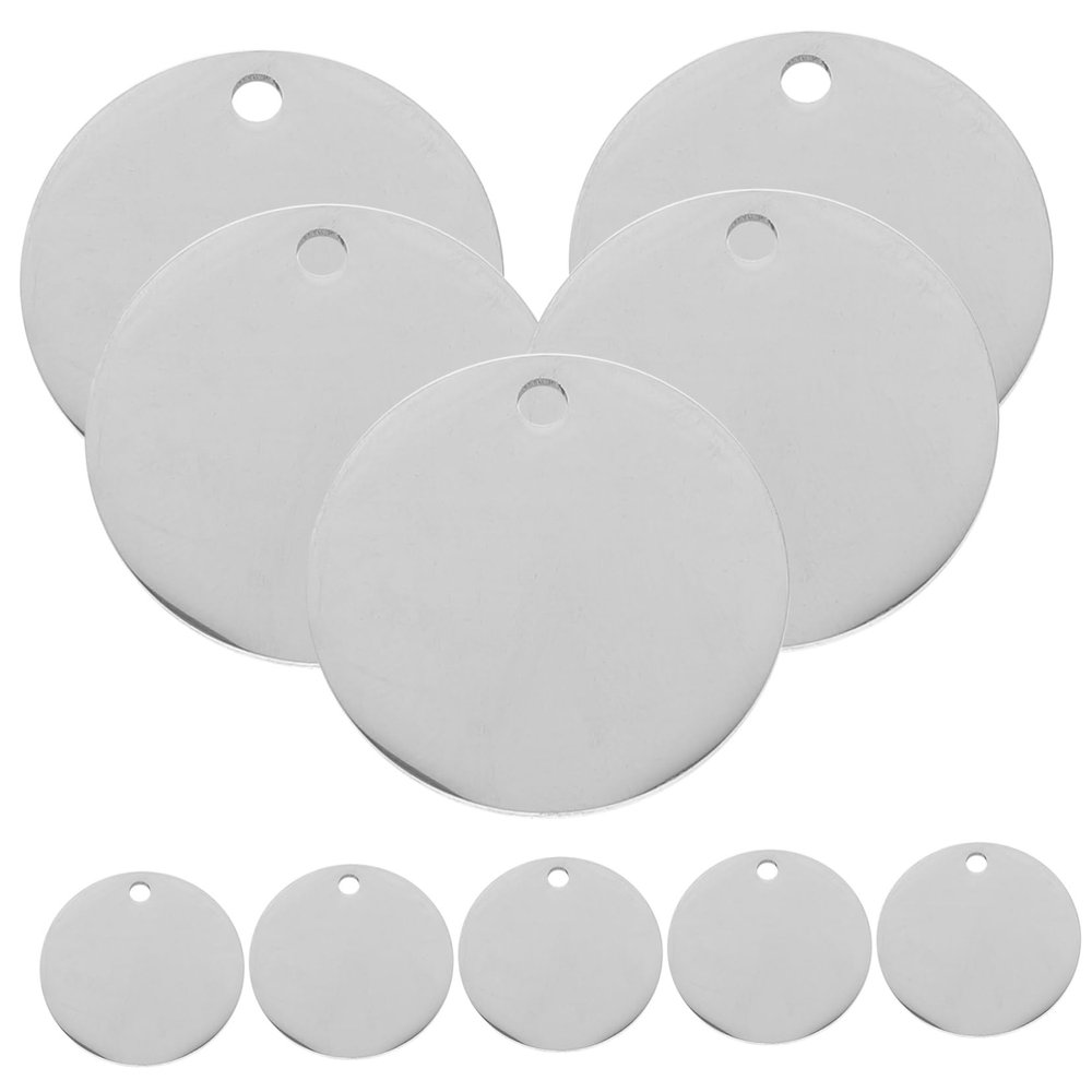 BAZEITFLOW 10 Pack Round Stainless Steel Dog Tag Blanks