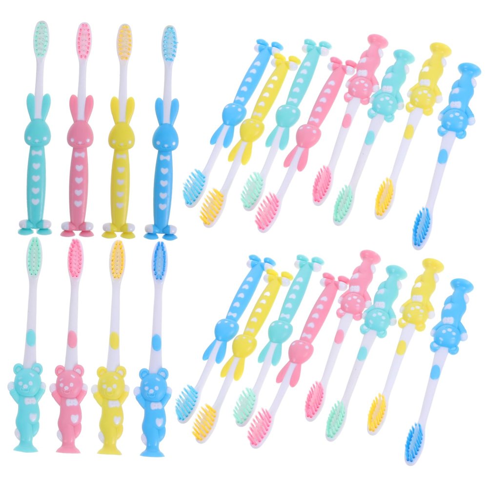 PACKOVE Soft Children's Toothbrushes with Cute Bear and Bunny Designs, 32-Pack, PP