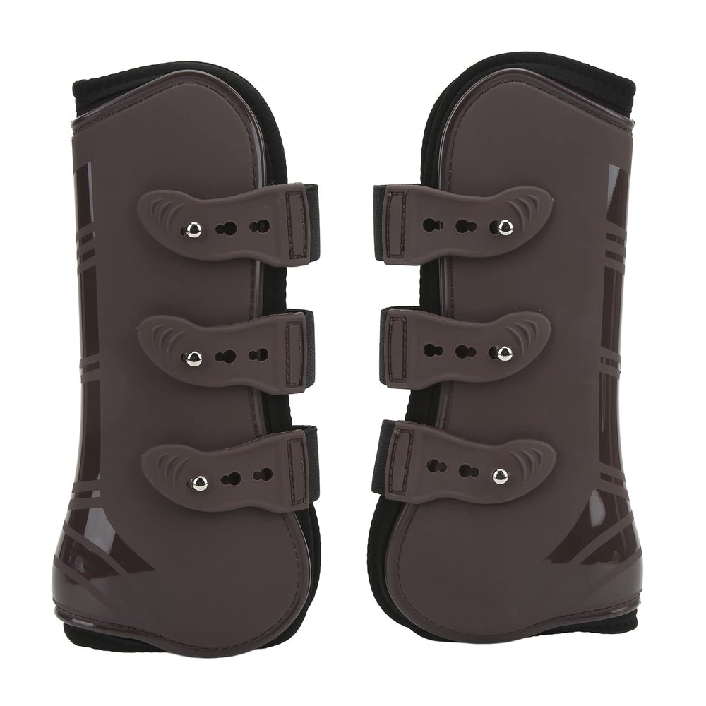 Yinhing Horse Sport Boots, Front-Leg Guards, 1 Pair, Brown