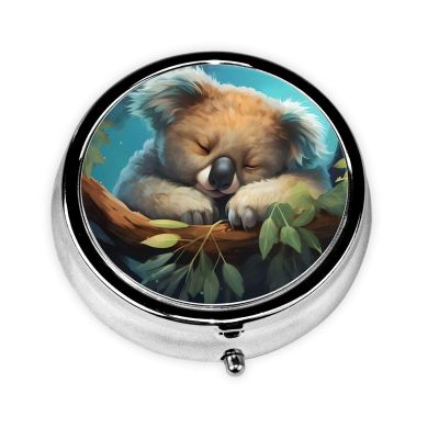 3-Compartment Pill Box with Mirror, Sleeping Koala
