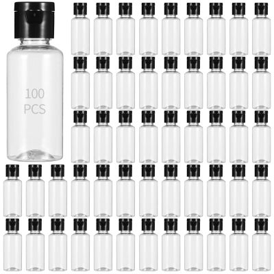 Lnrueg 100-Count Travel Bottles with Flip-Top Caps, 28 mL, Black, A-1OZ, A