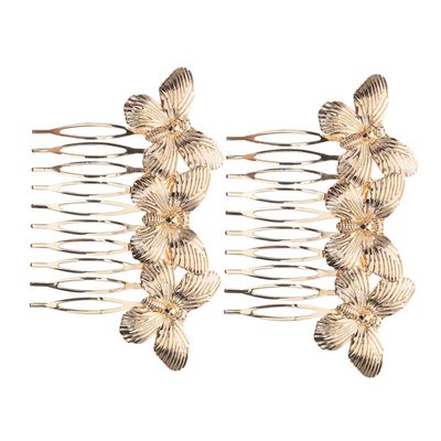 Butterfly Retro Alloy Hair Combs, 2 Pieces, Gold