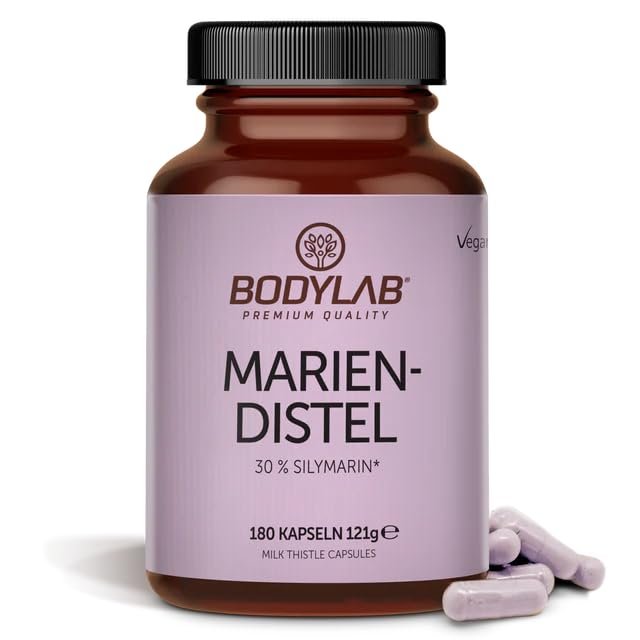 Bodylab24 Milk Thistle 180 Capsules, 4-Way Complex with Milk Thistle, Artichoke, Dandelion Root and Desmodium, 30% Silymarin, 100% Vegan