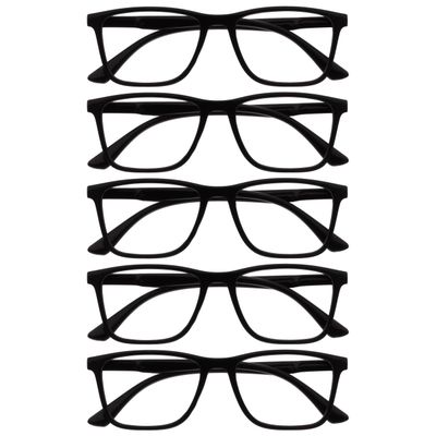 OPULIZE NYX Blue Light Filter Reading Glasses for Women and Men, Black, +3.00, 5-Pack
