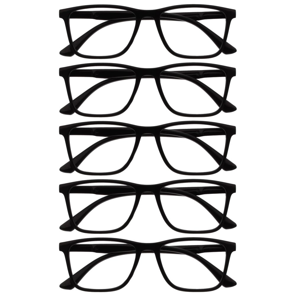 OPULIZE NYX Blue Light Filter Reading Glasses for Women and Men, Black, +3.00, 5-Pack