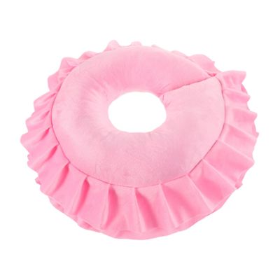 U-Shaped Face Cushion with Zipper, Pink Velvet, Pearl Cotton