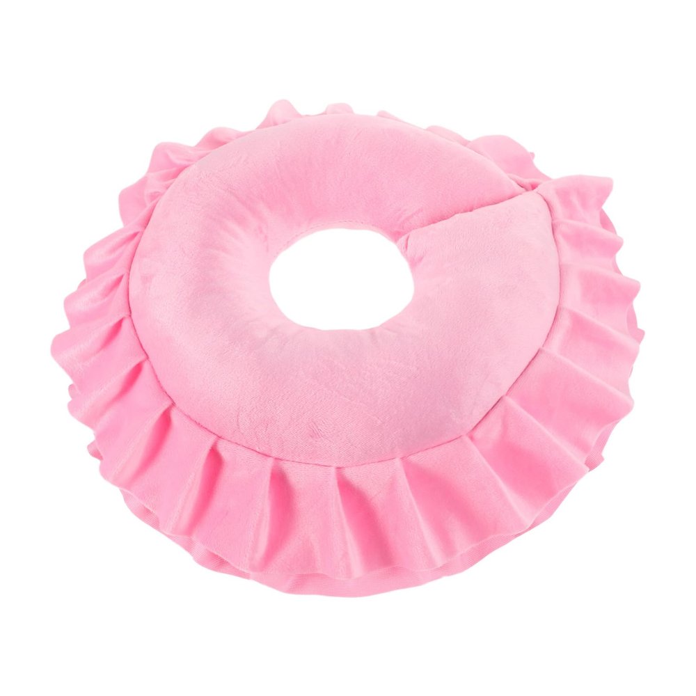 U-Shaped Face Cushion with Zipper, Pink Velvet, Pearl Cotton