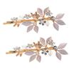 Happyyami Elegant Bridal Hair Clips, 2-Piece Alloy Set with Sparkling Rhinestone Leaf Designs view 1