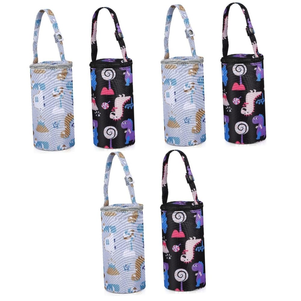 Veemoon 6-Piece Insulated Milk Bottle Bags for Breastfeeding, Portable Cooler Bags for Baby Bottles, Suitable for Strollers and Diaper Bags, Stylish Dark Design