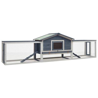 Xichuzi Rabbit Hutch, Gray, 310 x 70 x 87 cm, Solid Pine and Fir Wood