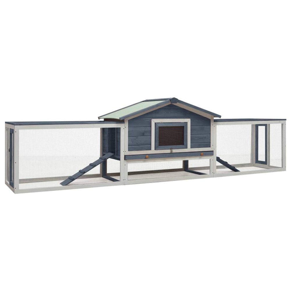 Xichuzi Rabbit Hutch, Gray, 310 x 70 x 87 cm, Solid Pine and Fir Wood