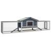 Xichuzi Rabbit Hutch, Gray, 310 x 70 x 87 cm, Solid Pine and Fir Wood view 1