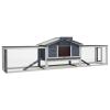 Xichuzi Rabbit Hutch, Gray, 310 x 70 x 87 cm, Solid Pine and Fir Wood view 2