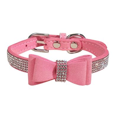 DECHOUS Rhinestone Dog Collar with Floral Design