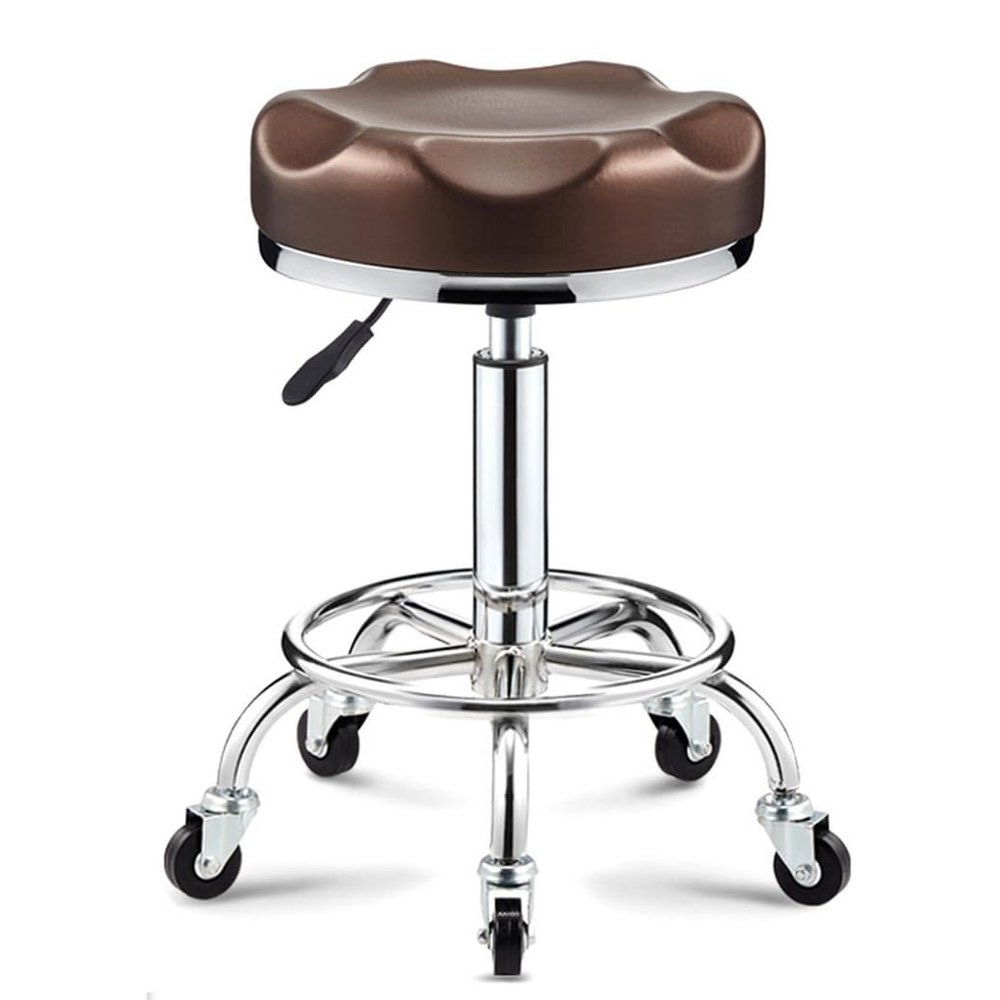 QPKZ Height-Adjustable PU Leather Rolling Swivel Stool