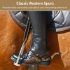 Lnrueg Western Spurs for Cowboy Boots with Rotating Gear, Antique Copper and Brass Design, Engraved Trim, Low-Carbon Steel view 2