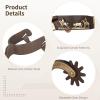 Lnrueg Western Spurs for Cowboy Boots with Rotating Gear, Antique Copper and Brass Design, Engraved Trim, Low-Carbon Steel view 3