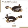 Lnrueg Western Spurs for Cowboy Boots with Rotating Gear, Antique Copper and Brass Design, Engraved Trim, Low-Carbon Steel view 4