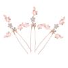 VALICLUD 3-Piece Rose Gold Hair Sticks with Leaf-Shaped Crystal Decoration view 1