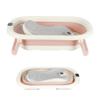 OHMG Foldable Baby Bathtub with Digital Thermometer and Bath Cushion, Compact and Portable with Storage Shelf (A-Rosa, 43 x 71 x 18.5 cm) view 1
