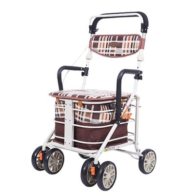 Folding Rollator with Height-Adjustable Seat, 4 Wheels, Aluminum