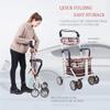 Folding Rollator with Height-Adjustable Seat, 4 Wheels, Aluminum view 4