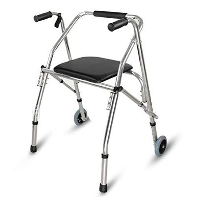 Lightweight, Foldable, Adjustable Walking Frame with Wheels and Four-Leg Walking Cane