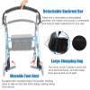 Foldable All-Terrain Rollator with Seat, Footrests, Backrest and Brakes – Blue view 2