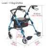Foldable All-Terrain Rollator with Seat, Footrests, Backrest and Brakes – Blue view 4