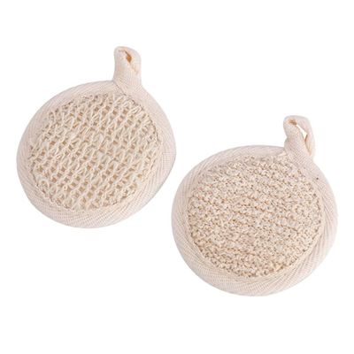 HONITANO 2-Piece Beige Dotted Terry Exfoliating Scrubbers for Deep Cleansing and Gentle Body Exfoliation in the Shower