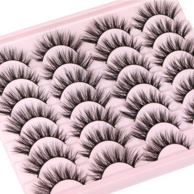 Newcally False Eyelashes, Natural 3D Lashes, Cat-Eye Look, Faux Mink, Fluffy Strip, 14 Pairs