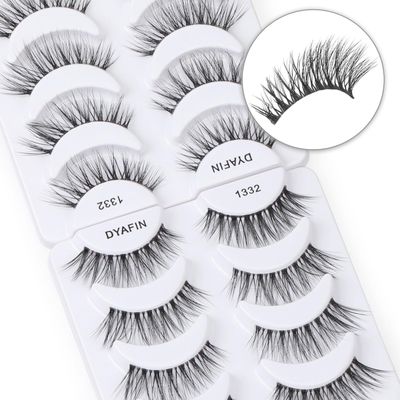 DYAFIN Natural False Eyelashes, Handmade, Reusable, Soft, C-Curl, 4 Pairs