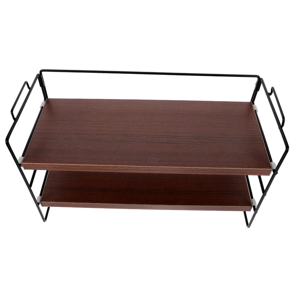 Iron and Wood 2-Tier Makeup Organizer for Bathroom and Tabletop