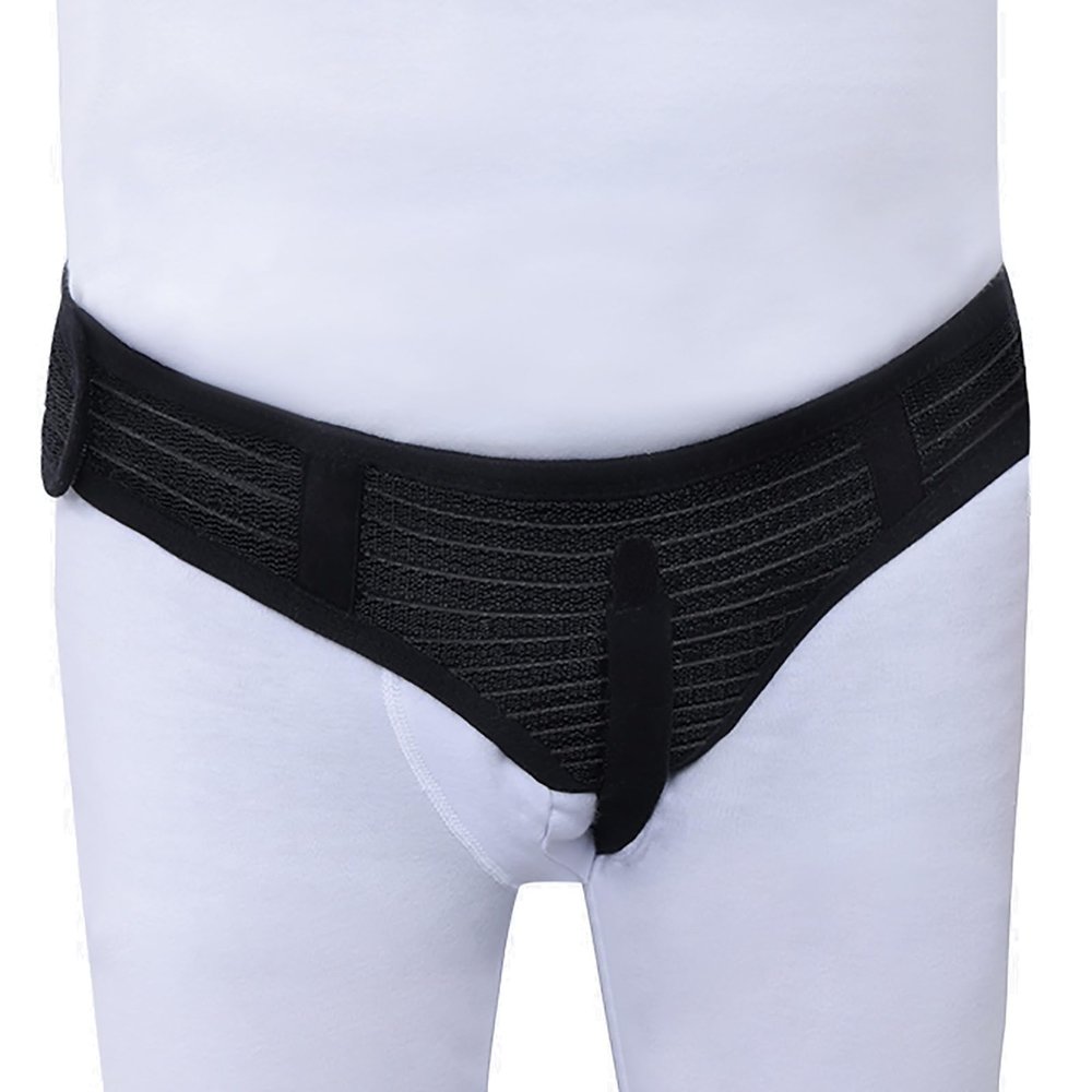 QiaoRong Left-Sided Inguinal Hernia Belt for Men and Women with 2 Removable Compression Pads, Adjustable (Small)