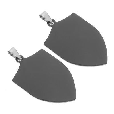 Black Stainless Steel Shield-Shaped Dog Tags, 2 Pieces
