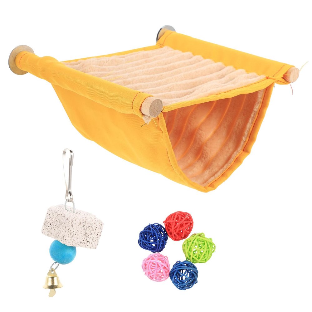 TOYANDONA Hammock for Bird Cages, Warm Sleeping Hammock for Parrots, Bite-Resistant Perches and Balls as Bird Toys, Comfortable and Safe Hanging Bed for Small Birds