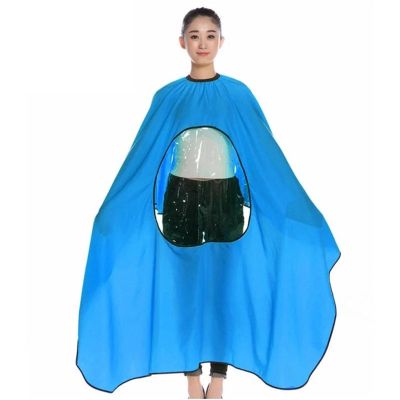 HKYBCF Waterproof Haircut Cape with Viewing Window, Blue